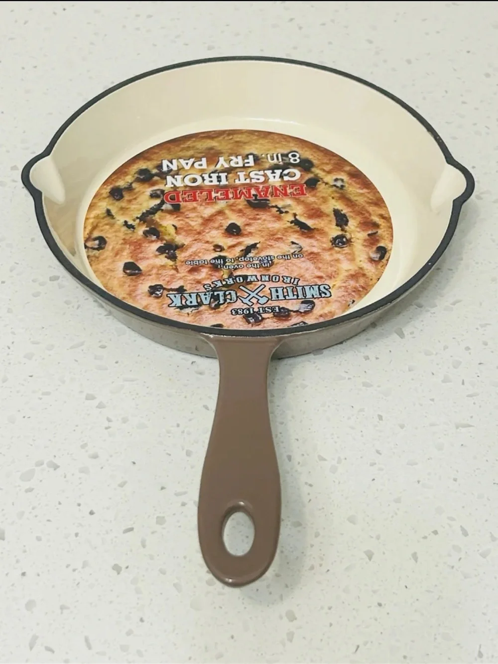 🆕🍳 Smith & Clark Enameled Cast Iron Skillet 8” Coco NWT